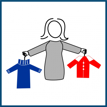 Piktogramm Frau mit zwei Kleidungsstücken