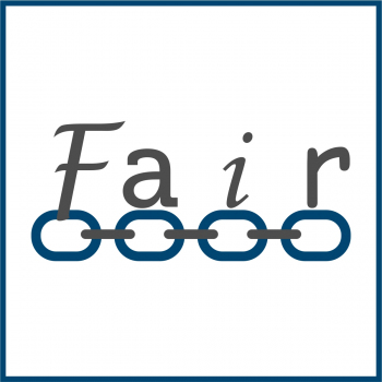 Piktogramm des Textes "Fair", darunter eine Kette