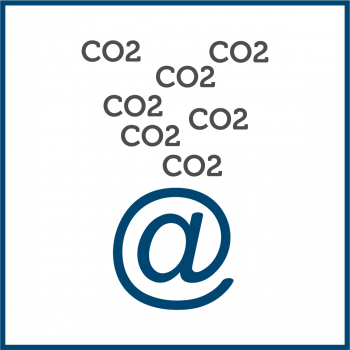 Piktogramm "@"-Zeichen, darüber mehrere "CO2"