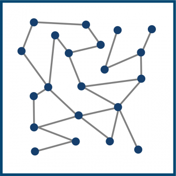 Piktogramm eines durch Linien verbundenen Punkte-Netzwerks