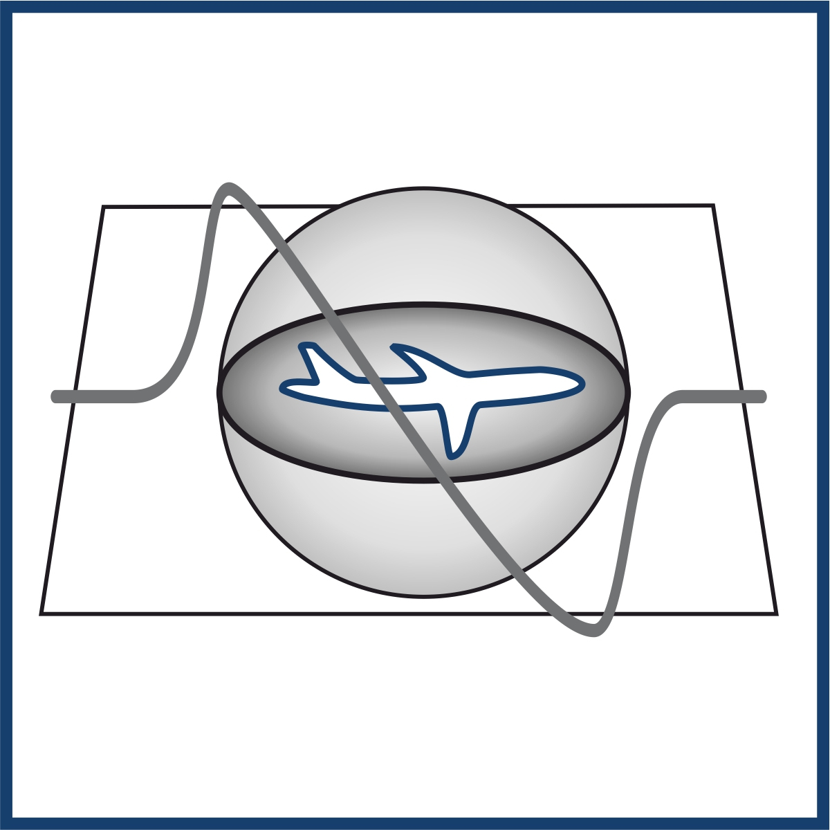 Piktogramm eines Flugzeugs in einer Warp-Blase
